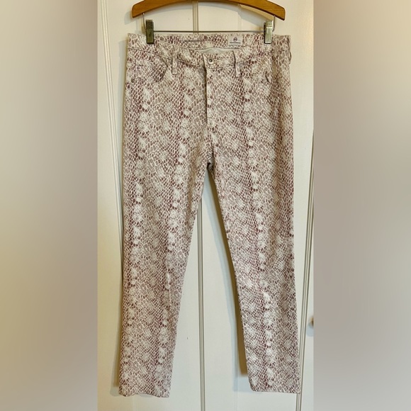 AG Adriano Goldschmied Ivory Python Farrah Jeans - Picture 1 of 7